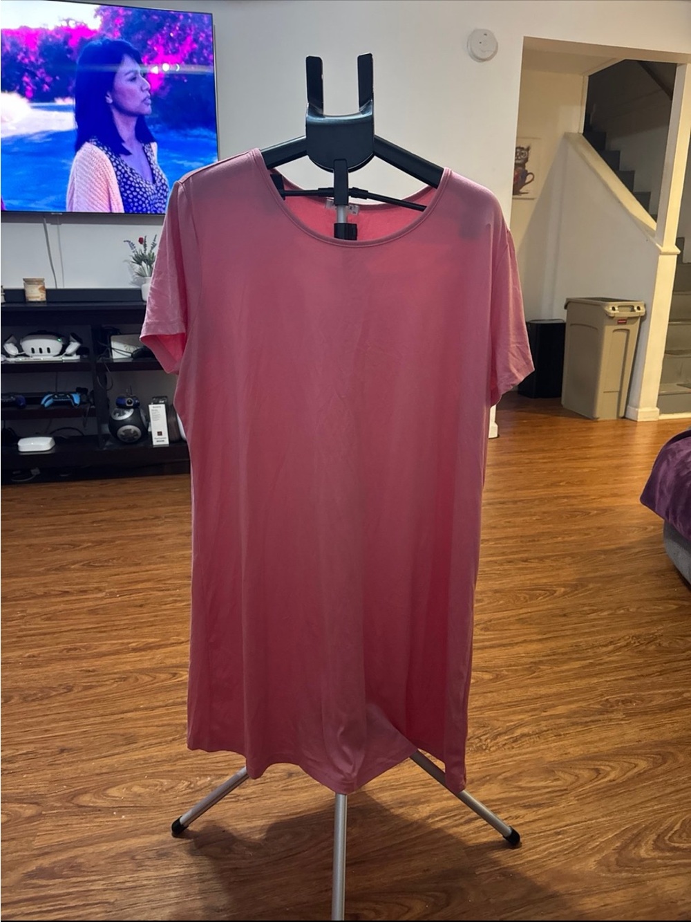 Ekouaer Short Sleeve Nightgown in Rose Pink
